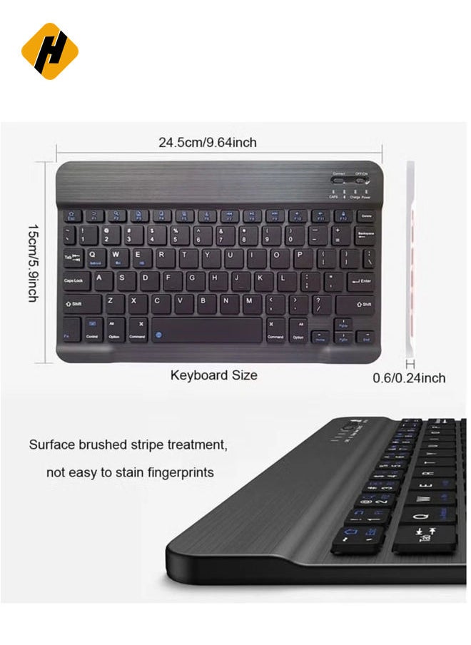 Rechargeable Bluetooth Keyboard and Mouse Combo Ultra-Slim Portable Compact Wireless Mouse Keyboard Set for Android Windows Tablet Cell Phone iPhone iPad Pro Air Mini, iPad OS/iOS 13 and above (Black)