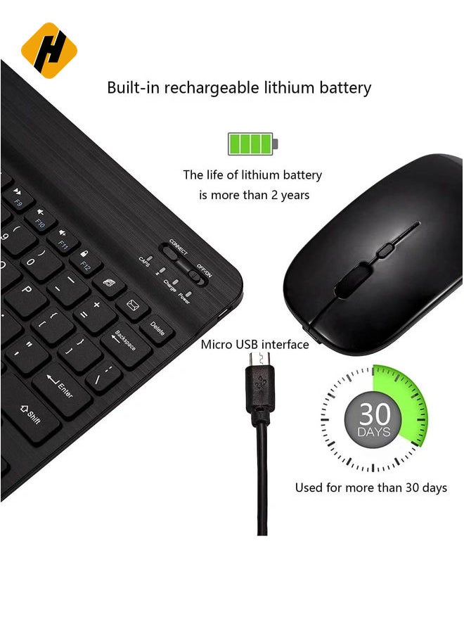 Arabic and English Bluetooth Keyboard and Mouse Combo, Ultra-Slim Portable Compact Wireless Mouse Keyboard Set for IOS Android Windows Tablet Phone iPhone iPad Pro Air Mini