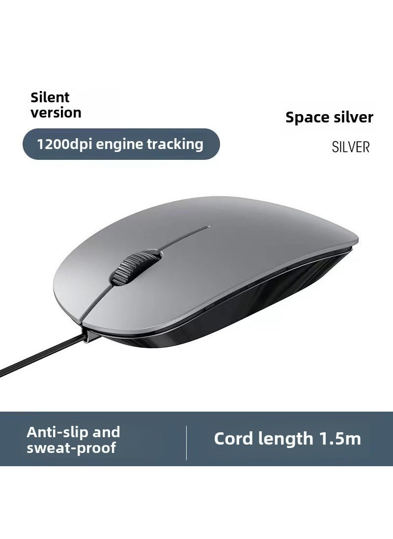 1 x 5 pcs Wired Optical Mouse for Apple Desktops Silver-silent-color box packaging