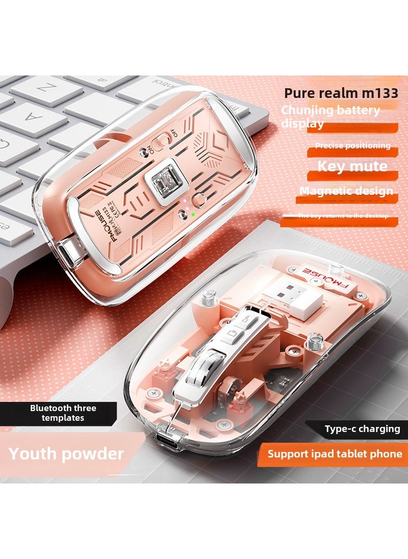 1 x 5 pcs Rechargeable Silent Bluetooth Mouse M133 Youth powder