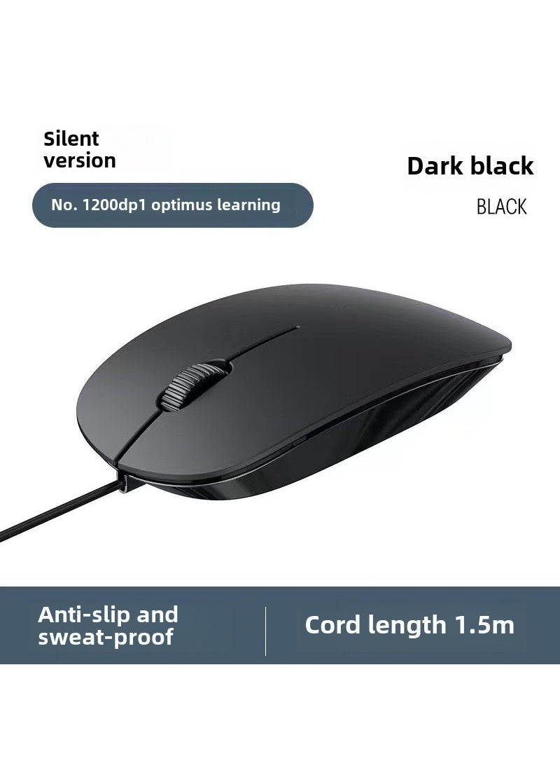 1 x 5 pcs Wired Optical Mouse for Apple Desktops Black-mute-color box packaging