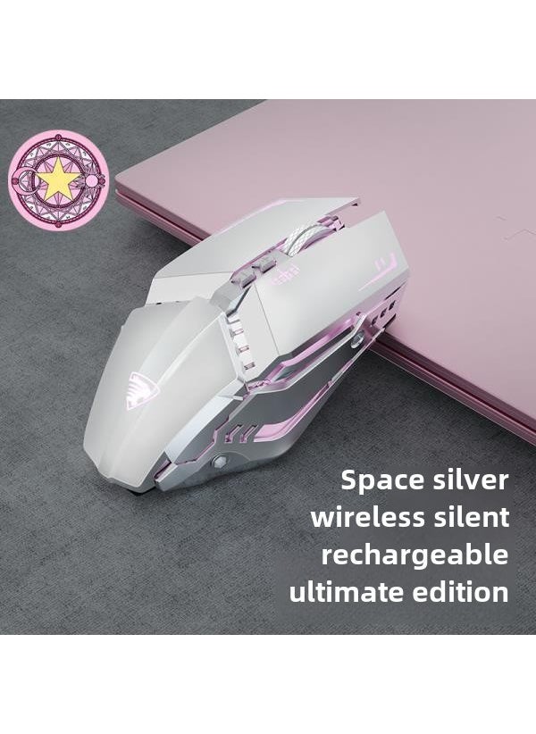 1 x 5 pcs G305 Bluetooth Wireless RGB Gaming Mouse Space Silver [Mute Rechargeable] Ultimate Edition