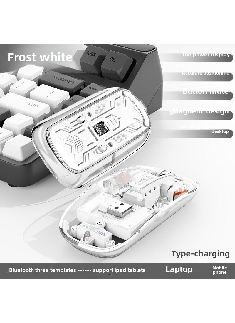 Illuminated Charging Mouse with DPI Adjustment  Quiet Clicks M133 Frost White 