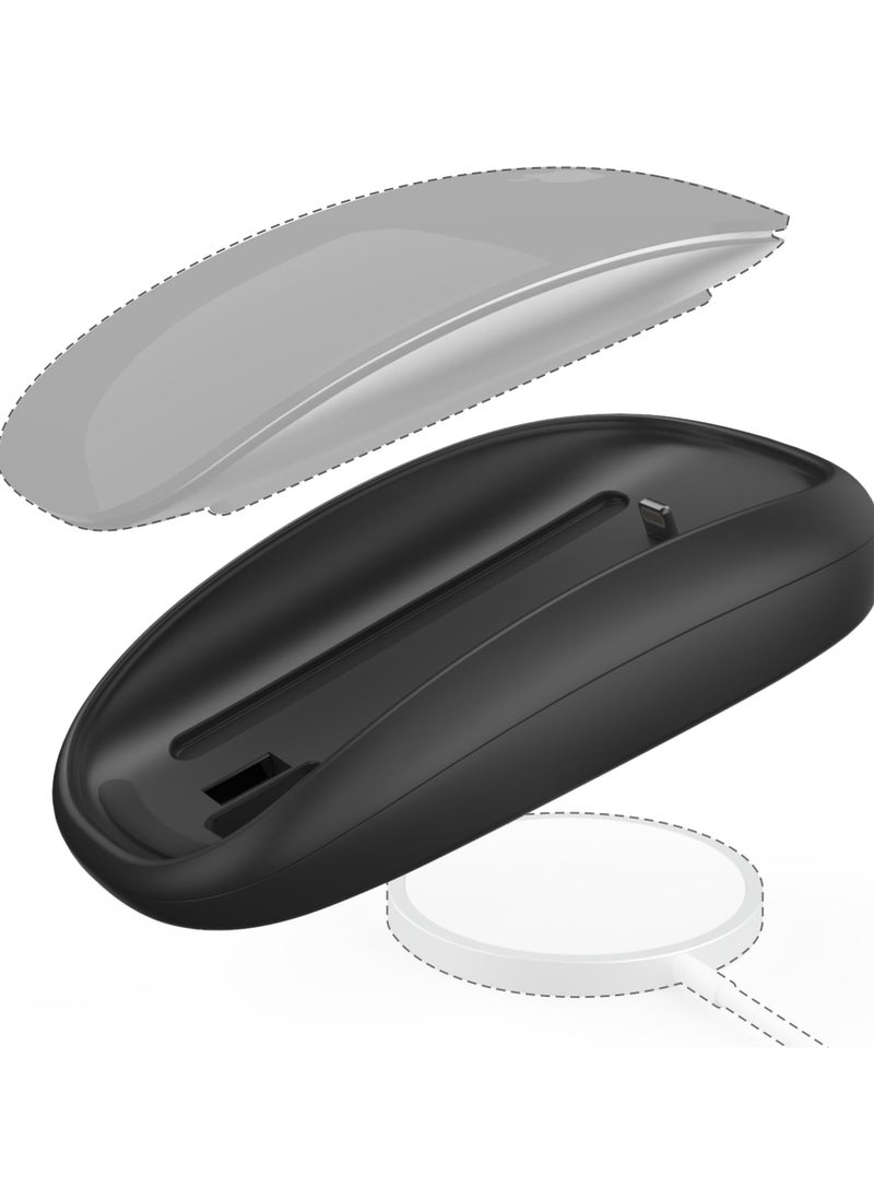 Mouse 2 Grip with Wireless Charging Support - Ergonomic Grip and Mouse Base, Fast Wireless Charging, Adjustable Height, Smart Charging for Apple Magic Mouse 2, Perfect for MacBook Users (Black)