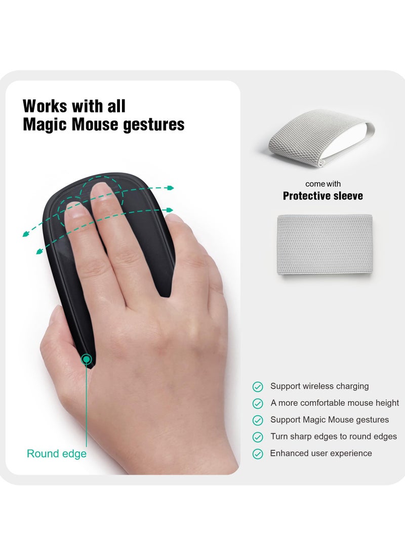 Mouse 2 Grip with Wireless Charging Support - Ergonomic Grip and Mouse Base, Fast Wireless Charging, Adjustable Height, Smart Charging for Apple Magic Mouse 2, Perfect for MacBook Users (Black)