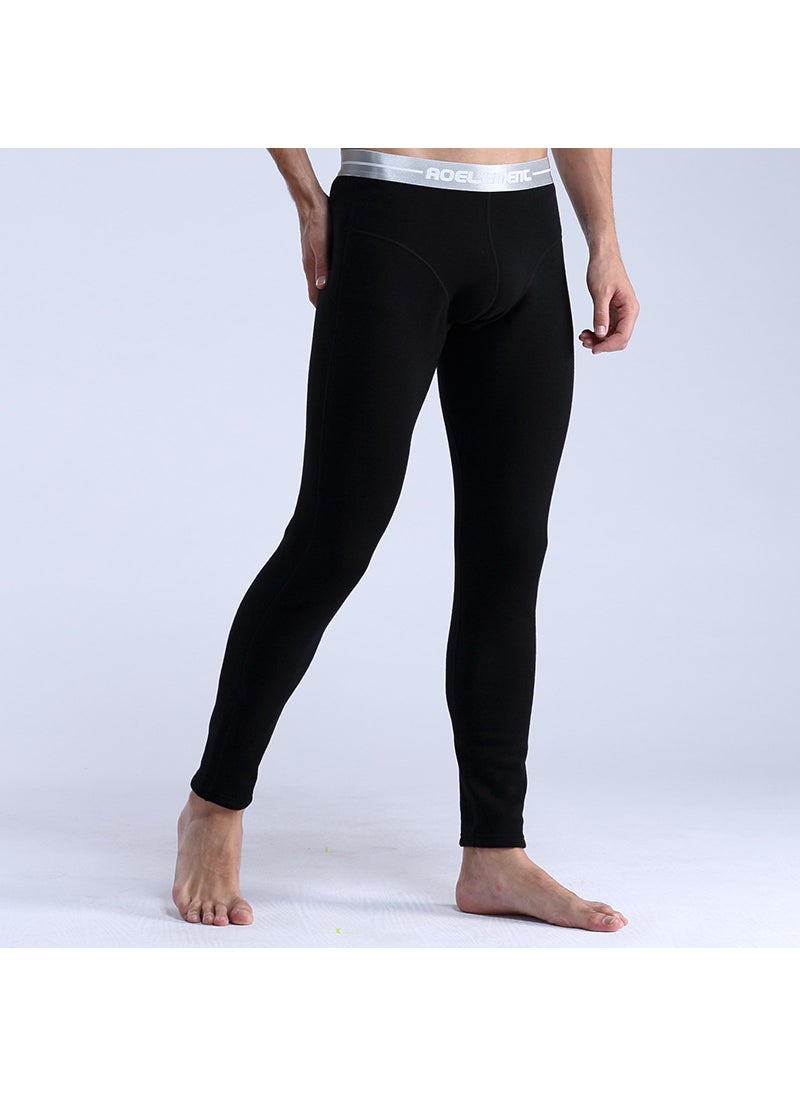 Thermal Cotton Pants for Men Autumn Winter Black