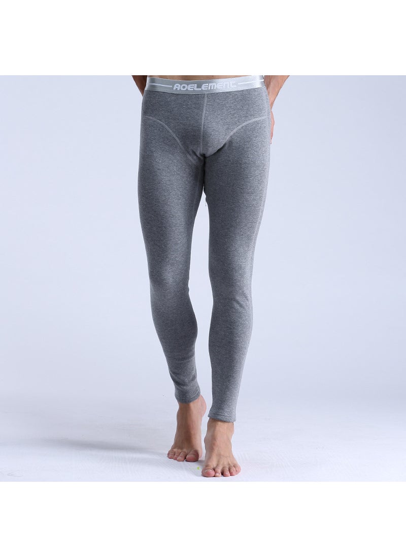 Thermal Cotton Pants for Men Autumn Winter Flower Gray