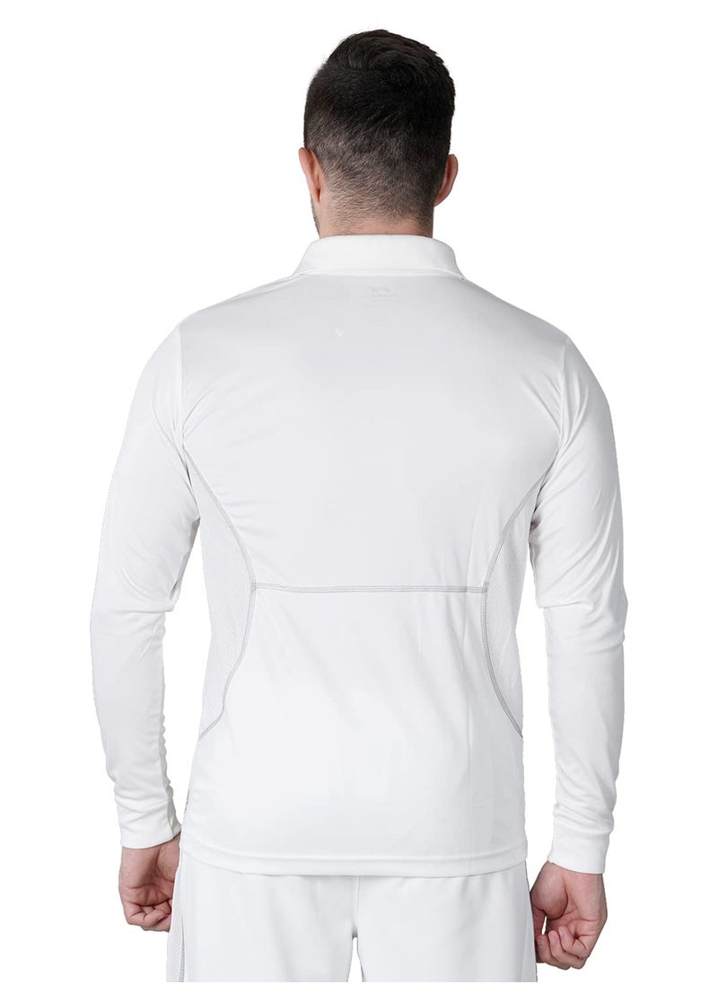 Full Sleeves Cricket Jersey for Men | Polyster T-shirt | Cricket Kit | Cricket T-shirt for Men | White Jersey | Size: XL