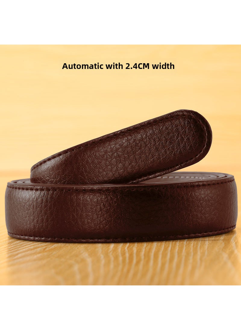 1 x 5 pcs Genuine Leather Belt Strap for Men 2.4cm Brown [bilateral line]]