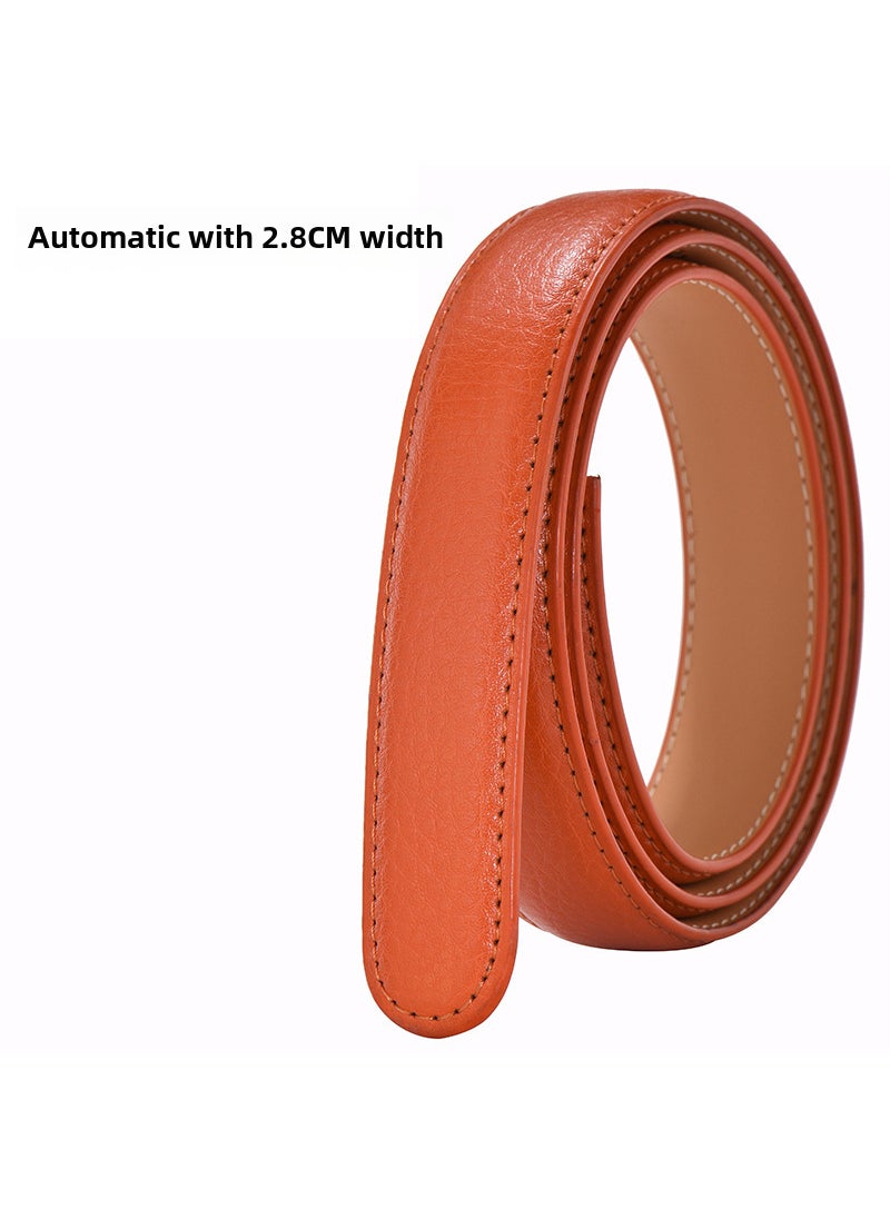 1 x 5 pcs Genuine Leather Belt Strap for Men 2.8cm Orange [bilateral line]]