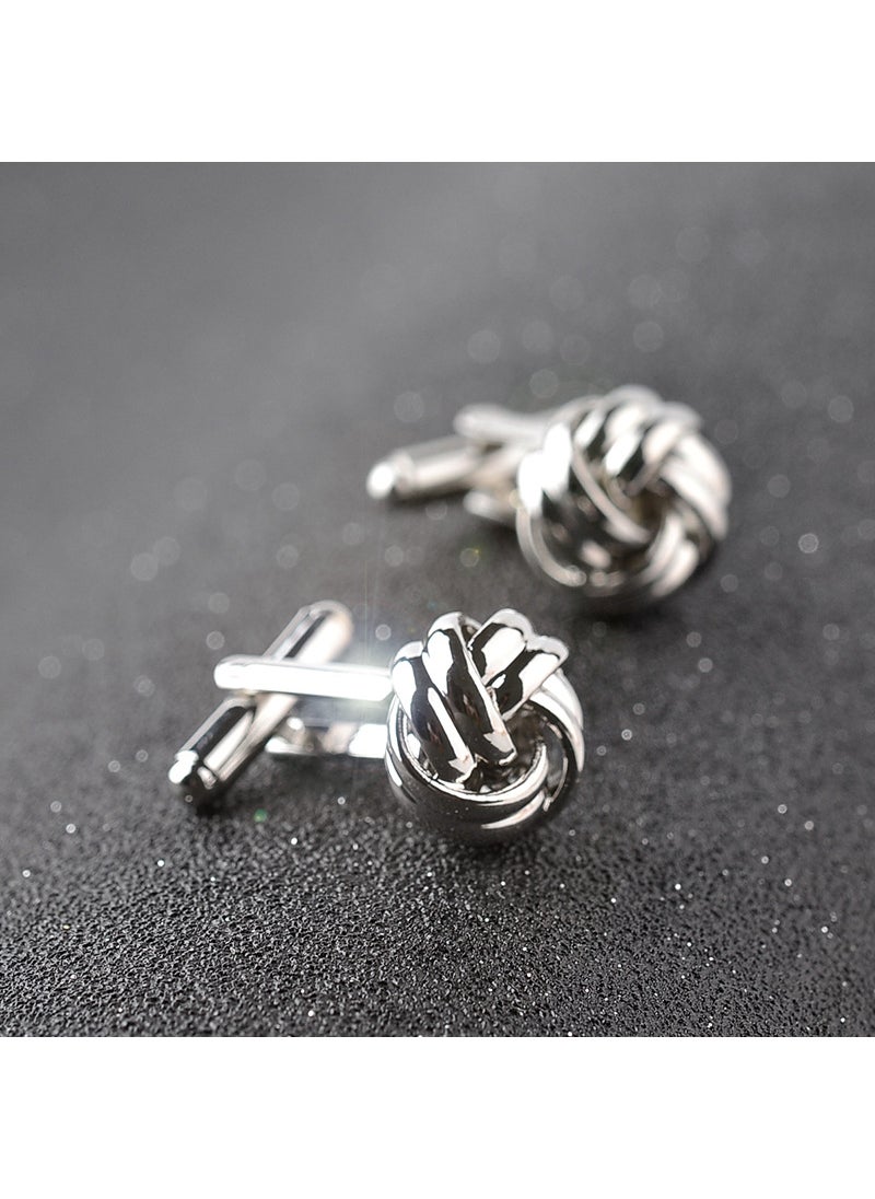 1 x 5 pcs Euro-American Fashion Mens Shirt  Twist Cufflinks B1147-Silver