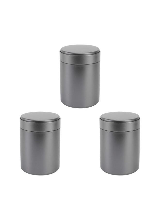 3PCS Tea Tin Canister Empty with Airtight Lid Small Kitchen Canisters for Tea Coffee Sugar Storage Loose Leaf Tea Tin Containers (Black Size 125)