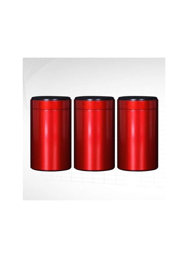 3PCS Tea Tin Canister Empty with Airtight Lid Small Kitchen Canisters for Tea Coffee Sugar Storage Loose Leaf Tea Tin Containers (Red Size 140)