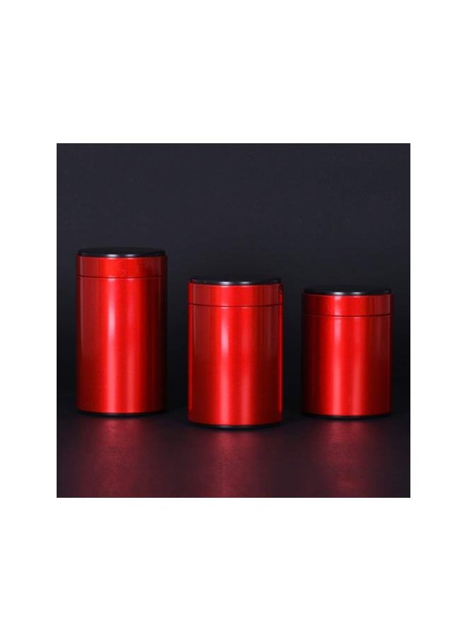 3PCS Tea Tin Canister Empty with Airtight Lid Small Kitchen Canisters for Tea Coffee Sugar Storage Loose Leaf Tea Tin Containers (Red Size 140)