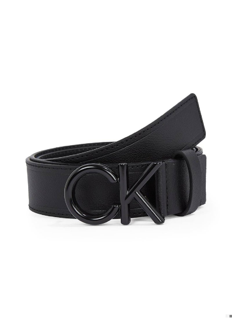 Men's Ck Metal Buckle Belt - Leather, Black