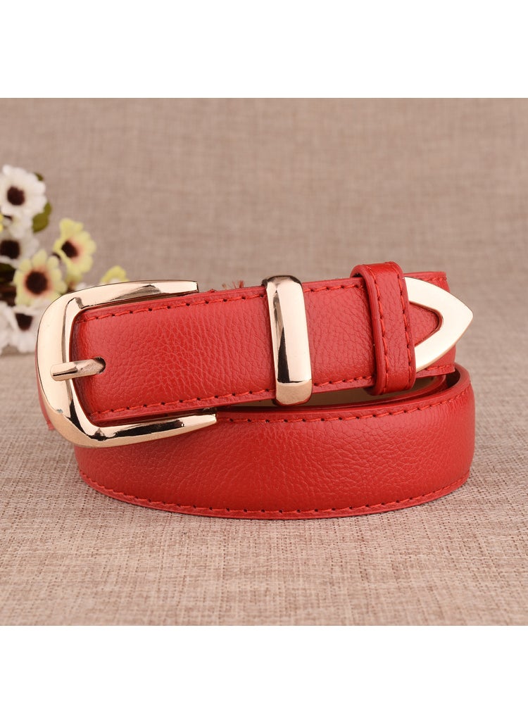 1 x 5 pcs Chic Fashion Womens Casual Faux Leather Belt Red