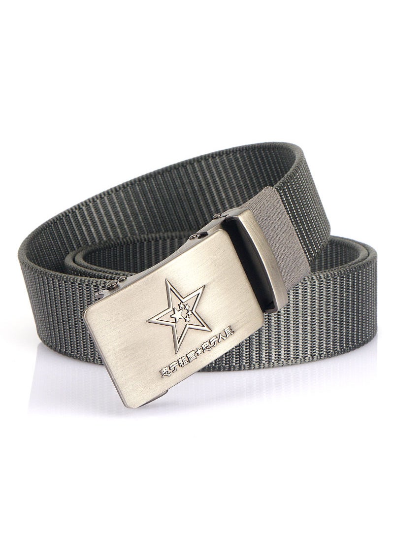 1 x 5 pcs 2021 Mens Casual Nylon Belt with Stylish Star Alloy Buckle Dark gray