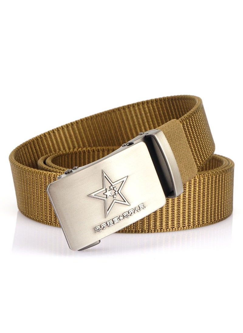 1 x 5 pcs 2021 Mens Casual Nylon Belt with Stylish Star Alloy Buckle Wolf Brown