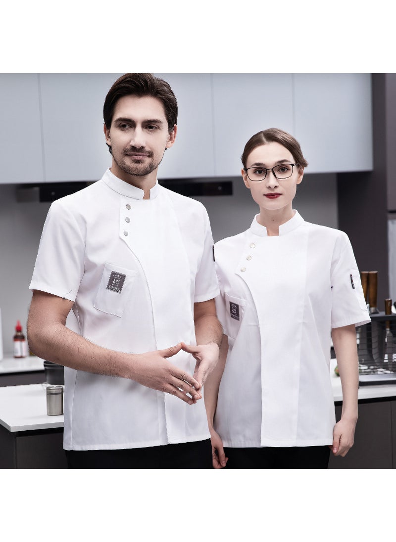 1 x 5 pcs Summer Mens Breathable Chef Uniform Set White single top