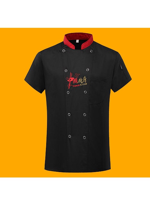 Wholesale Unisex Chef Jackets Long Sleeve Autumn Winter Workwear Uniforms Short Sleeve [Black]]