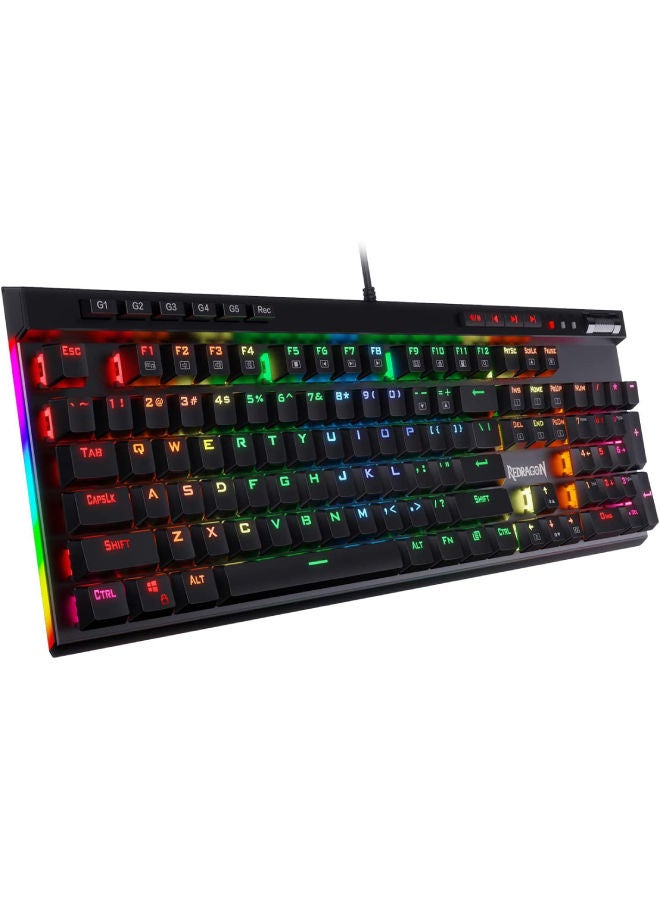 Redragon K580 VATA US layout RGB LED Backlit Mechanical Gaming Keyboard, Blue Switches, 104 Keys Anti-ghosting Macro Keys & Dedicated Media Controls, Onboard Macro Recording