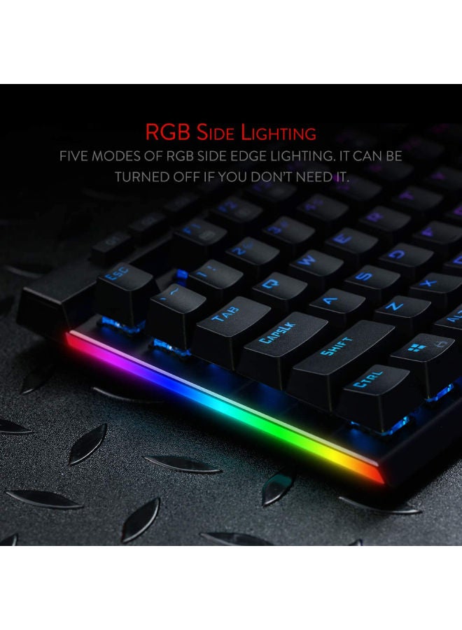 Redragon K580 VATA US layout RGB LED Backlit Mechanical Gaming Keyboard, Blue Switches, 104 Keys Anti-ghosting Macro Keys & Dedicated Media Controls, Onboard Macro Recording