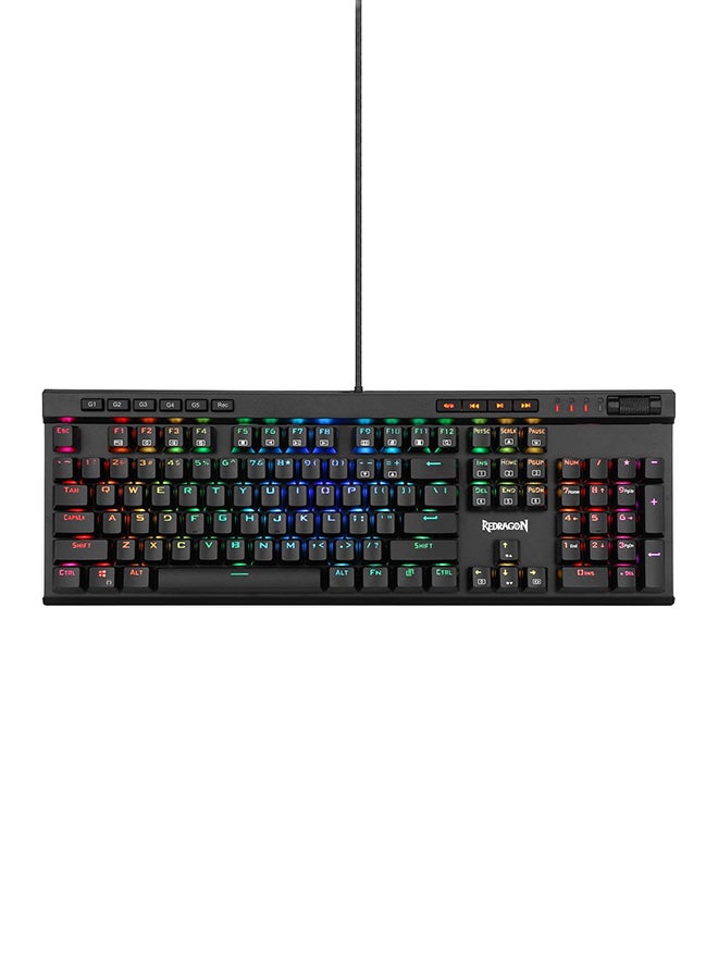 Redragon K580 VATA US layout RGB LED Backlit Mechanical Gaming Keyboard, Blue Switches, 104 Keys Anti-ghosting Macro Keys & Dedicated Media Controls, Onboard Macro Recording