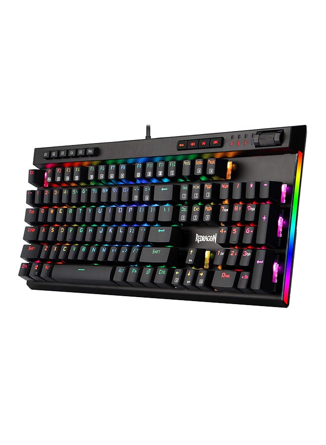 Redragon K580 VATA US layout RGB LED Backlit Mechanical Gaming Keyboard, Blue Switches, 104 Keys Anti-ghosting Macro Keys & Dedicated Media Controls, Onboard Macro Recording
