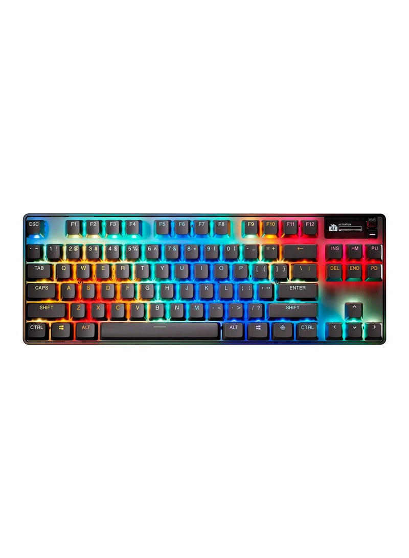 Apex Pro TKL Gen 3 Wireless Mechanical Gaming Keyboard, OmniPoint 3.0 Adjustable HyperMagnetic Switches, 0.7ms Response Time, Double-Shot PBT Keycaps, 37.5 hrs Battery Life (Wireless), 5 Custom Profiles, Per-Key RGB Lighting, OLED Smart Display, US English Layout, Wireless & Bluetooth Connectivity, Black | 64871