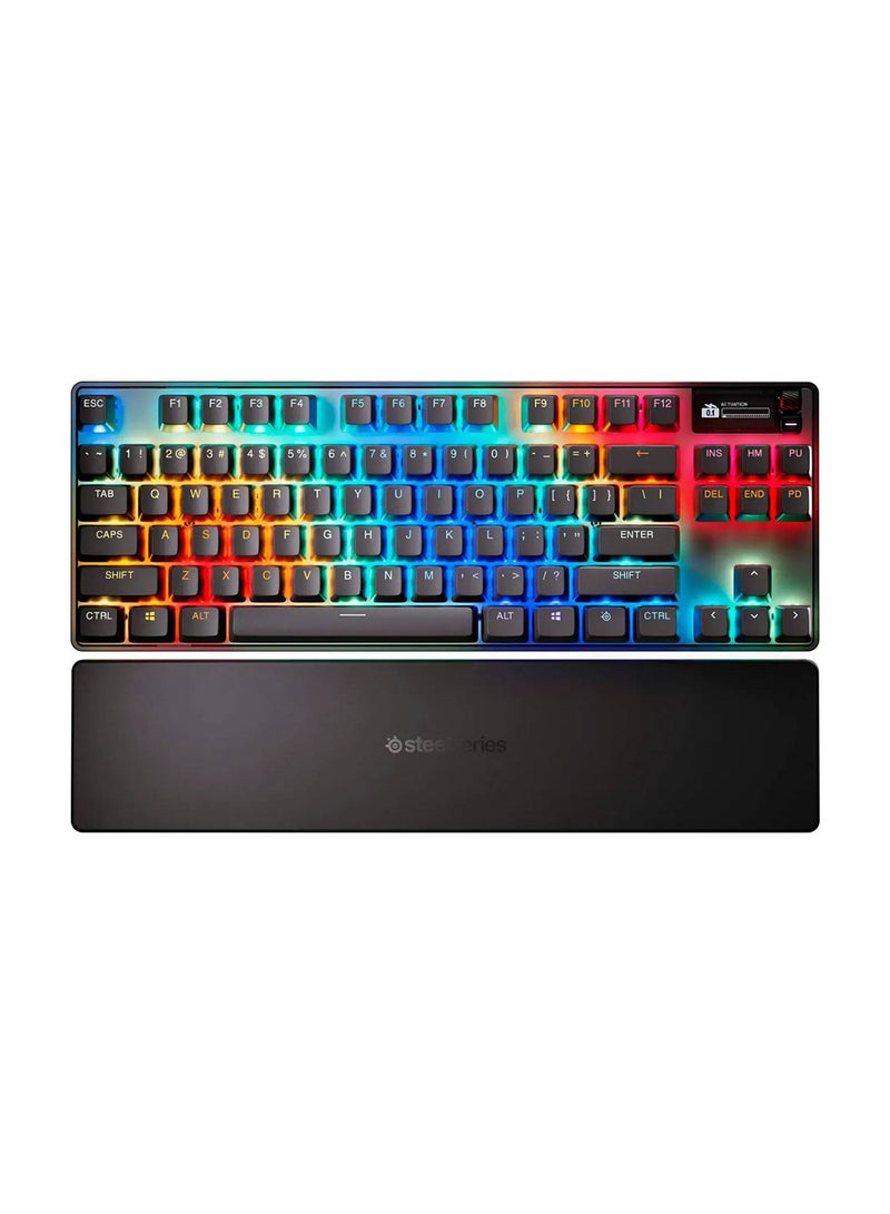 Apex Pro TKL Gen 3 Wireless Mechanical Gaming Keyboard, OmniPoint 3.0 Adjustable HyperMagnetic Switches, 0.7ms Response Time, Double-Shot PBT Keycaps, 37.5 hrs Battery Life (Wireless), 5 Custom Profiles, Per-Key RGB Lighting, OLED Smart Display, US English Layout, Wireless & Bluetooth Connectivity, Black | 64871