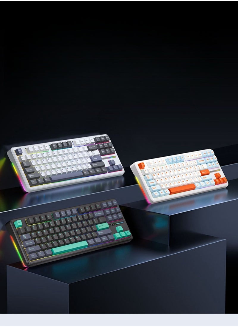 87 Key Mechanical Keyboard - Gasket Structure - Full Key Hot Swappable - RGB Lights - Wireless Bluetooth Connection - Gaming Keyboard And Office Keyboard