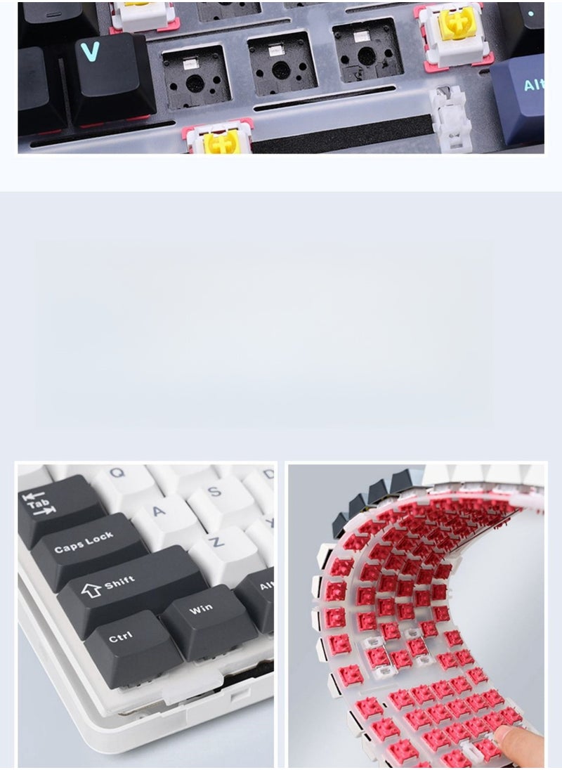 87 Key Mechanical Keyboard - Gasket Structure - Full Key Hot Swappable - RGB Lights - Wireless Bluetooth Connection - Gaming Keyboard And Office Keyboard