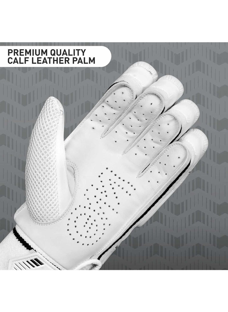 303 Cricket Batting Glove (Colour: White, Size: Boys) | Closure Type: Hook and Loop | For Right-Hand batsman | Cricket Batting Glove for Protection | Ergonomically Designed