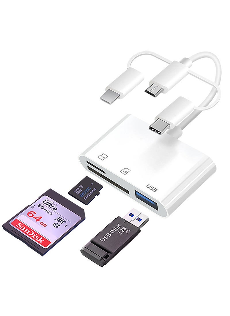 3-in-1 OTG Card Reader for Smartphones and Tablets Type-c + Lightn + Android 