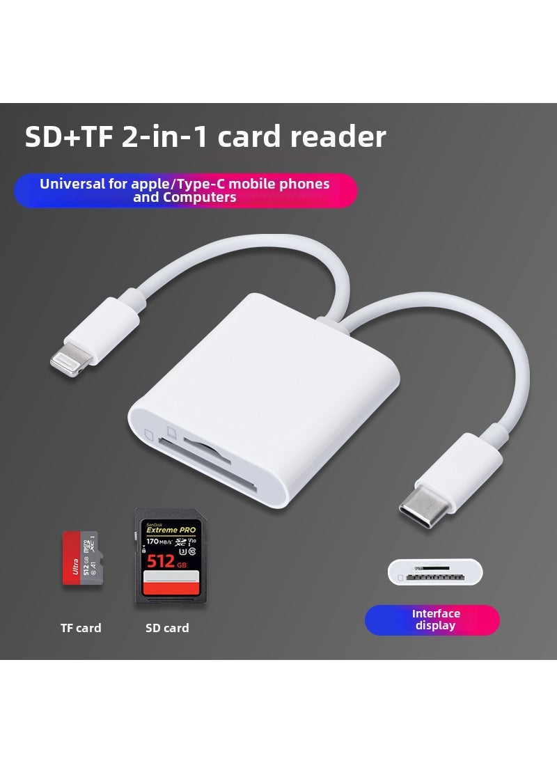 Multi-Function OTG Card Reader for iPhone 15Pro Max and Android Type-C Double-line transfer (SD TF) double card bag