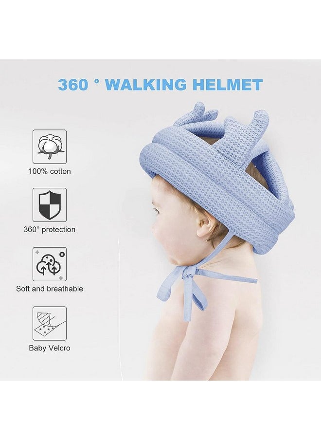 Baby Safety Helmet Adjustable Size Baby Learn To Walk Soft Safety Helmet Infant Anti-Fall Anti-Collision, For Baby (8-36 M) (Blue)