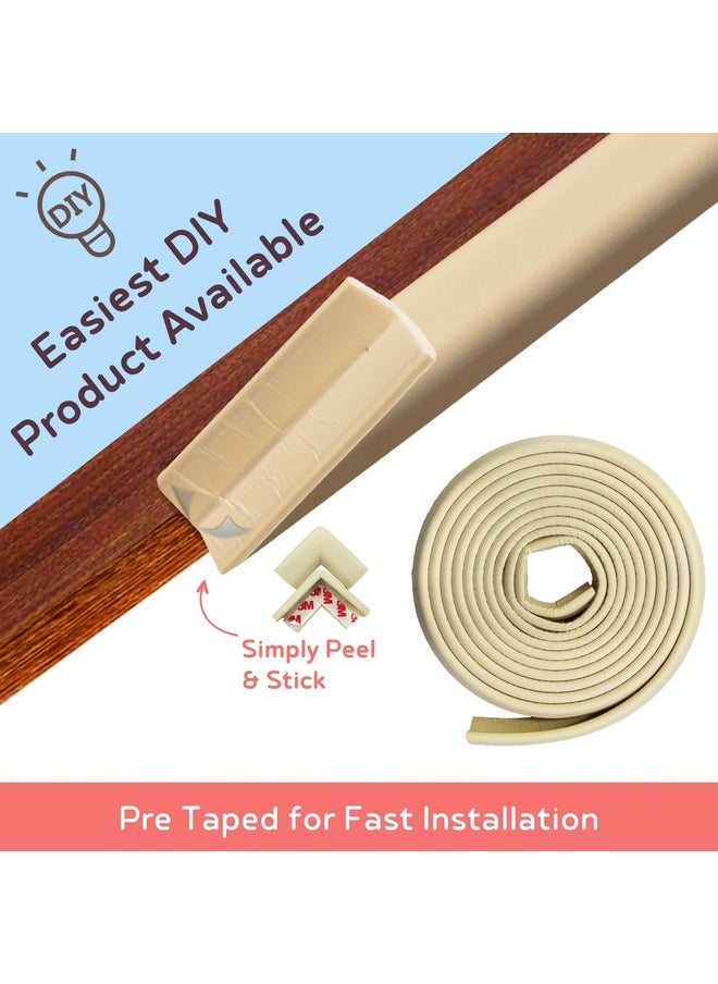 Edge Guard And Corner Protector - Extra Long 19Ft (16.5Ft Edge + 8 Pre-Taped Corner Guards) And Giraffe Shape Door Stopper (Beige Color) For Baby Proofing & Child Safety