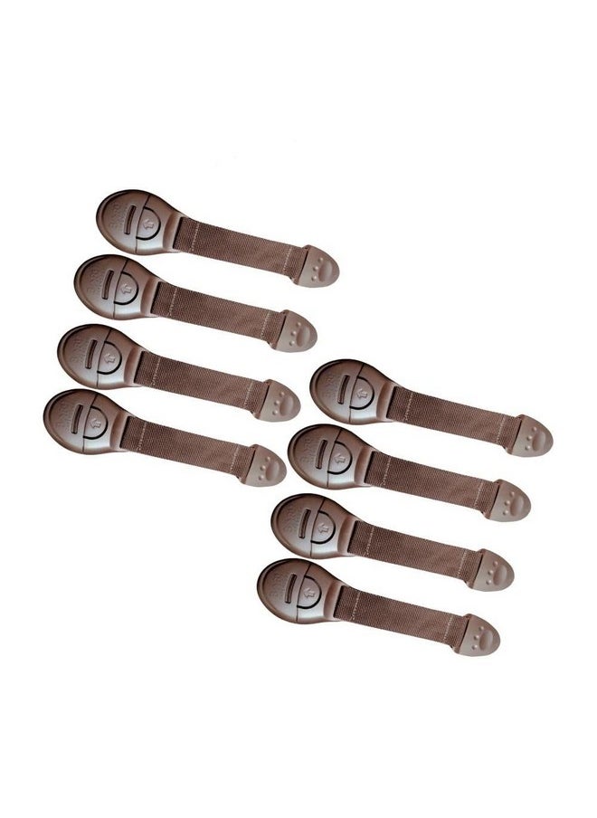 Safety Lock For Cabinet, Drawer, Fridge, Cupboard For Child & Infant Safety, Furniture Latch With 3M Adhesive (Pack Of 8) (Brown)