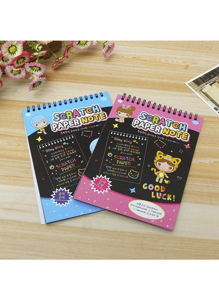 Kids DIY Scratch Art Paper Multisize Craft Book A5 medium scratch book (10 inner pages) send a bamboo pen