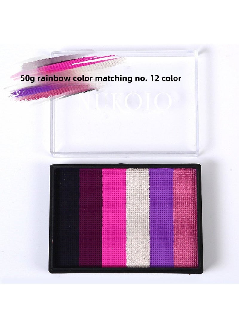 50g 6-Color Rainbow Paint Strips, Washable Body and Face Art Kit 12# Color matching