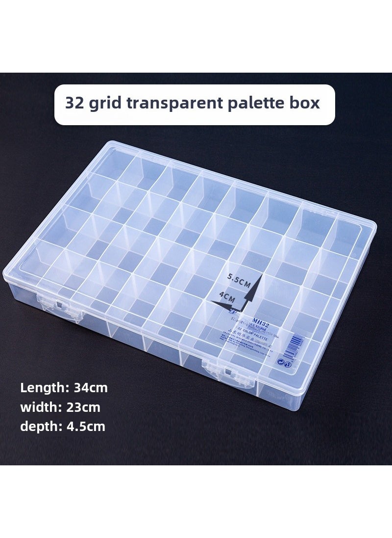 MingHua 24/48 Grid Acrylic Gouache Sealable Paint Box 32-grid transparent large-grid color mixing box