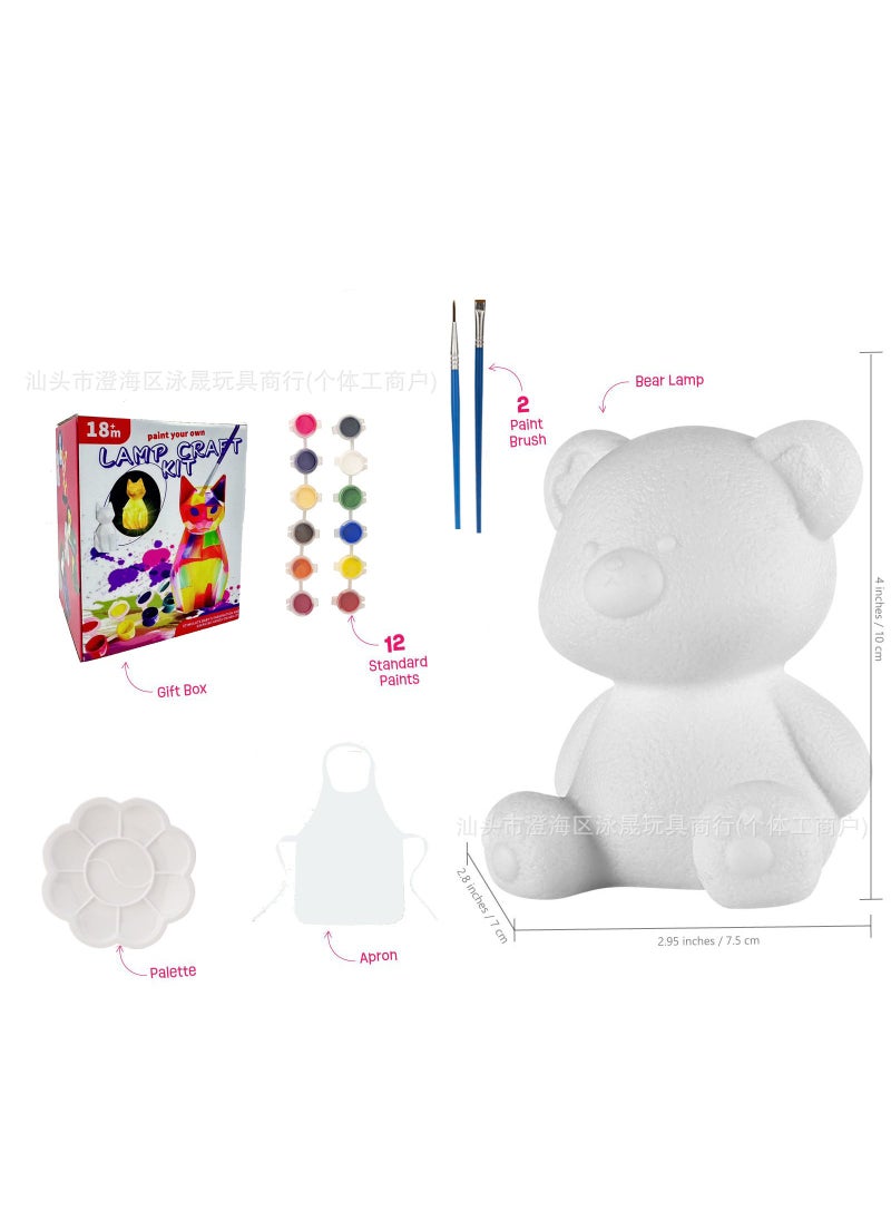 Cross-border childrens handmade DIY painted graffiti small creative luminous toys soft glue white embryo doll painting kindergarten Bear glowing soft glue painting