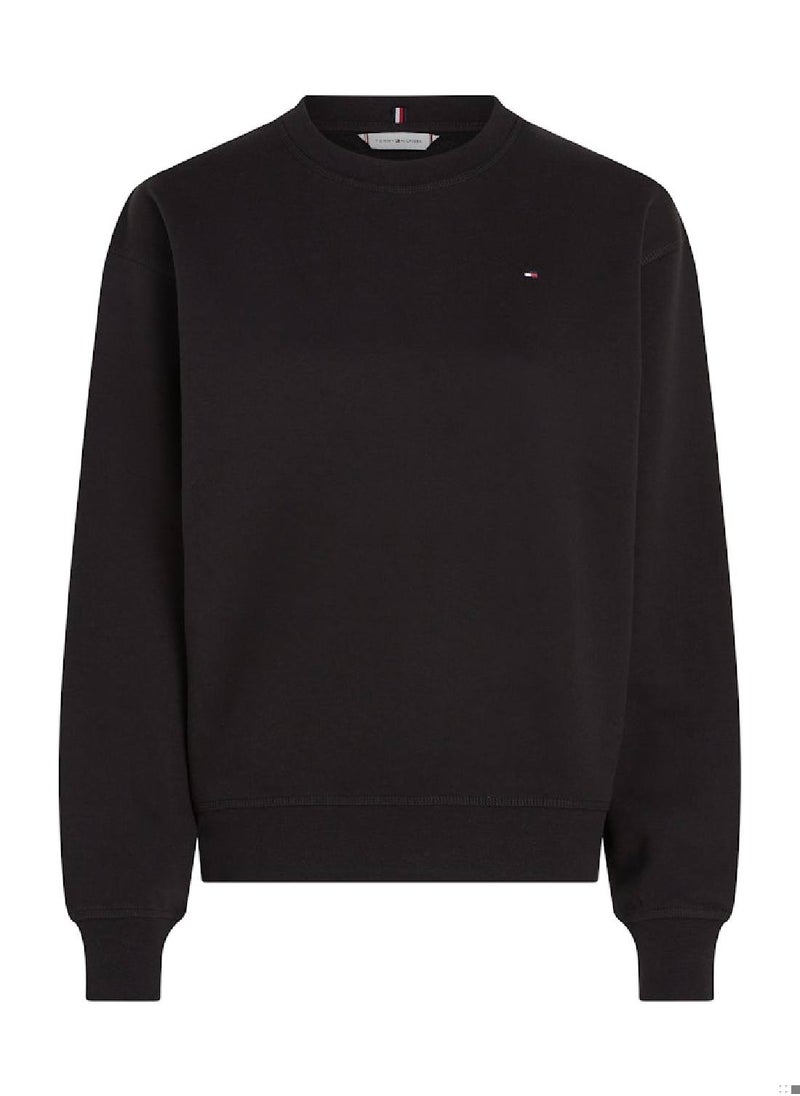 Women's Flag Sweatshirt - Cotton, Black