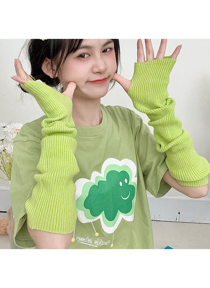 1 x 5 pcs Knit Arm Sleeves Summer Hip-Hop Protectors Grass Green (summer limit)