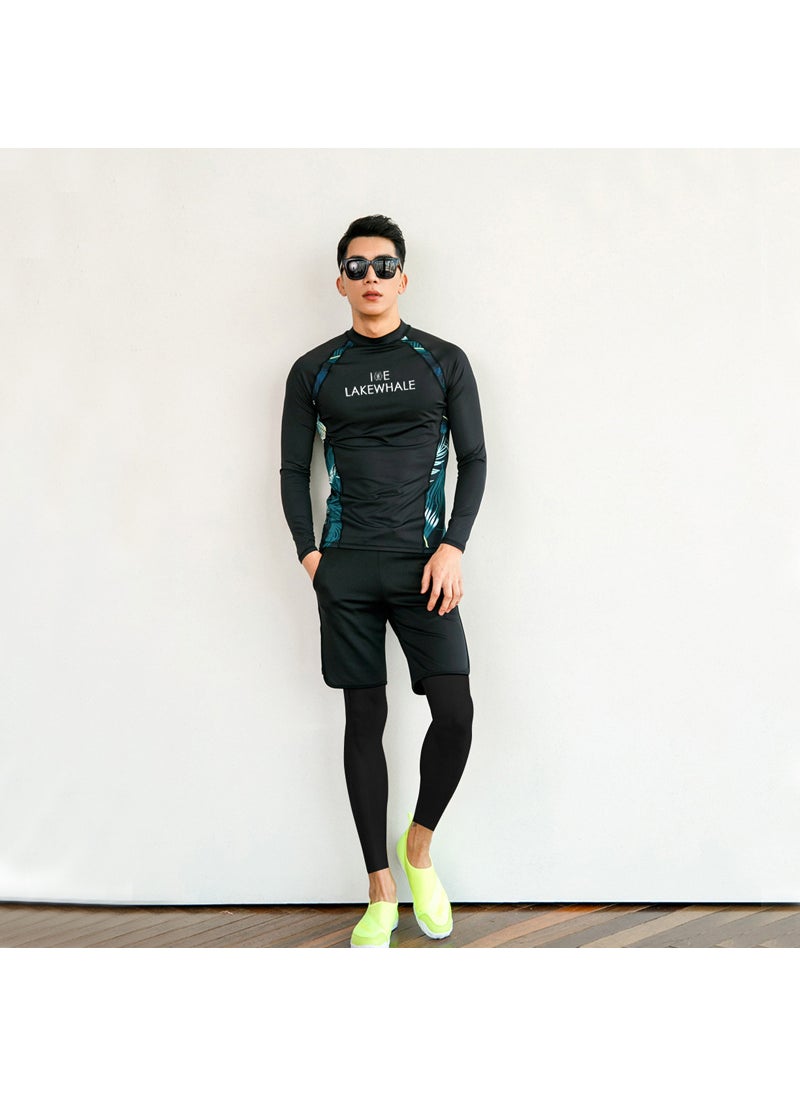 Korean Couples Quick-Dry Wetsuit Full-Sleeve UV Protection Swimwear Men's (three-piece)