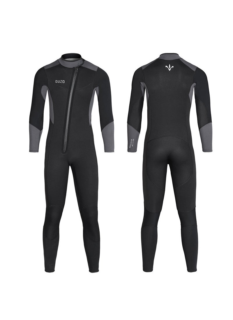 5/3mm Mens Thermal Wetsuit Full Body Neoprene Black gray BCM5313-BG