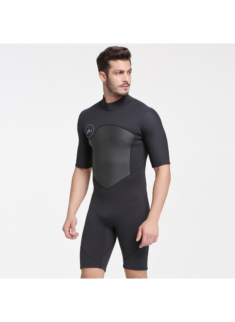 1 x 5 pcs 2mm Mens Short-Sleeve Wetsuit for Warmth Black