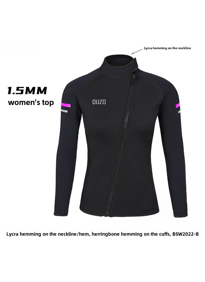 Mens 1.5mm Wetsuit Full Body Diving Suit Long Sleeve Thermal Protection Blouse black/BSW2022-B