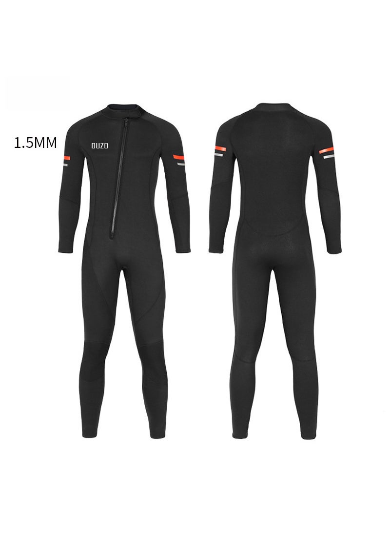 1 x 5 pcs OUZO Mens 1.5mm Wetsuit Full-Body Thermal Diving Suit Black BCM2002-B