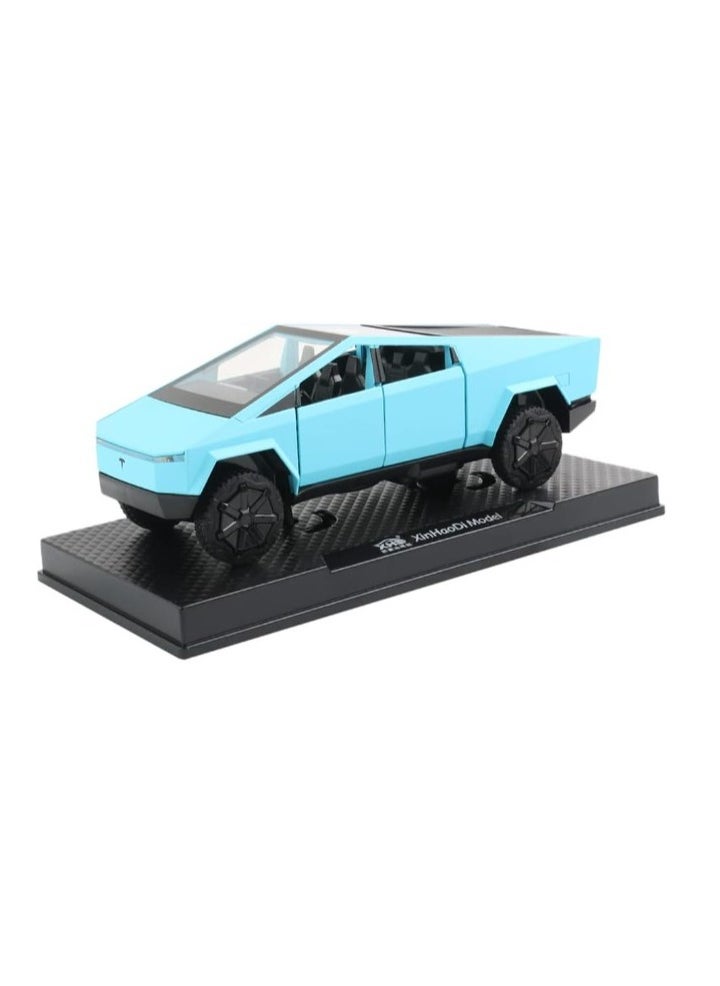 1:32 Scale Cybertruck Diecast Model | Pull Back Pickup Truck with Sound & Light | Alloy Toy for Kids & Tesla Enthusiasts | Blue